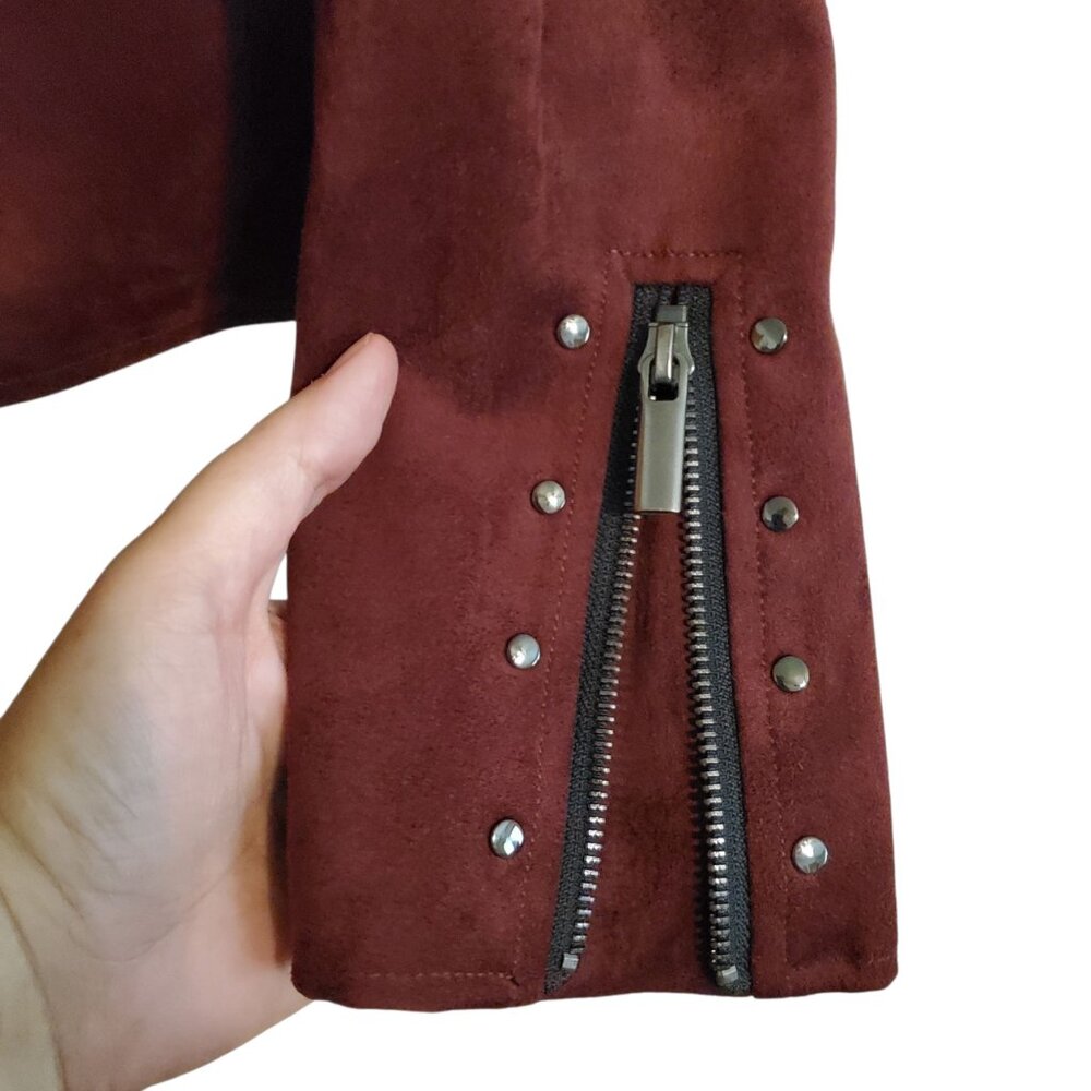 Kut From the Kloth Plum  Faux Suede Moto Eveline Jacket Large - Picture 5 of 12